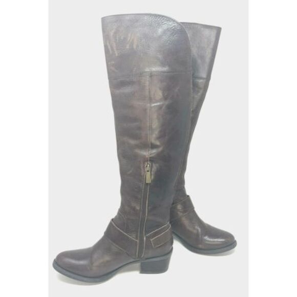 Vince Camuto Bethany Knee High Equestrian Boots Size 6M Brown Distressed Leather - Picture 8 of 12